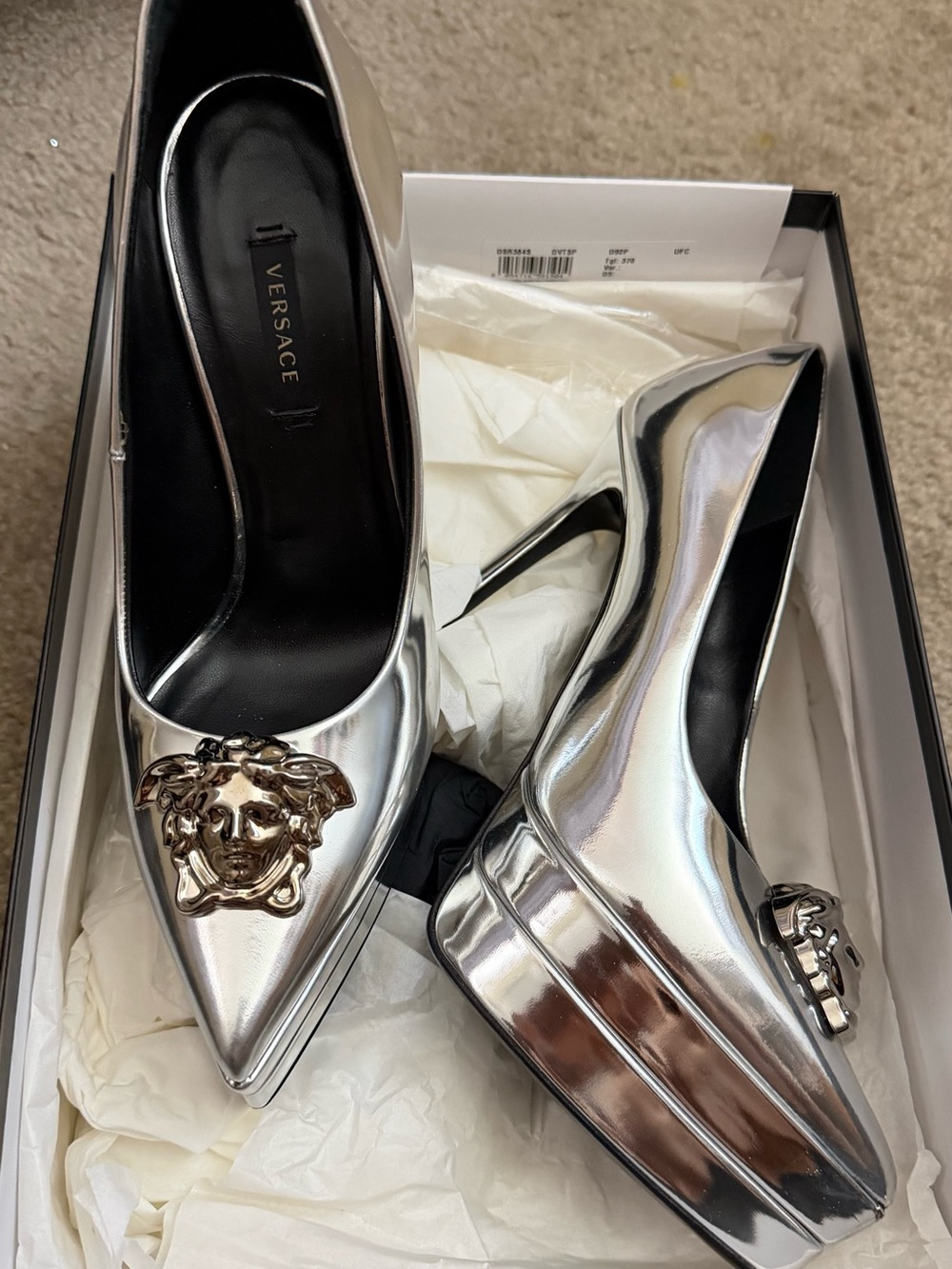 Authentic Versace Silver Heels - Size 7 women’s